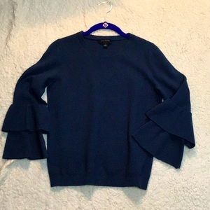 👠SALE👜Ann Taylor Teal Ruffle Sleeve Sweater
